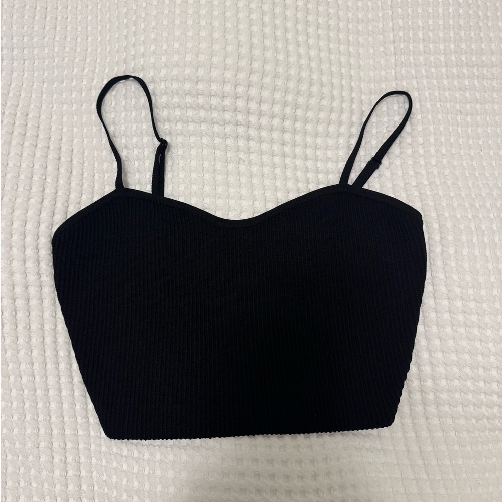 Aritzia Black Ribbed Crop Top